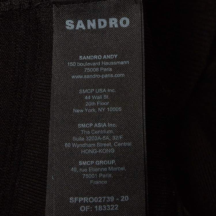 Pre Owned Sandro Black Pointelle Knit Ruffled Mini Dress XS