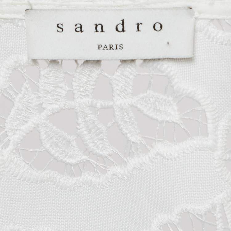Pre Owned Sandro White Lace Belted Mini Dress S