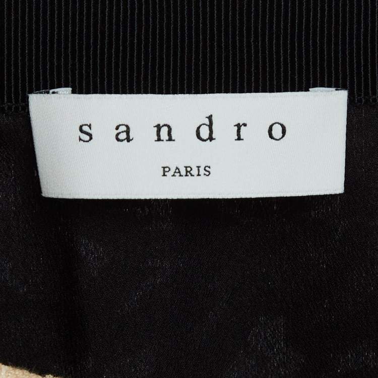 Pre Owned Sandro Beige Lace Knee Length Skirt L