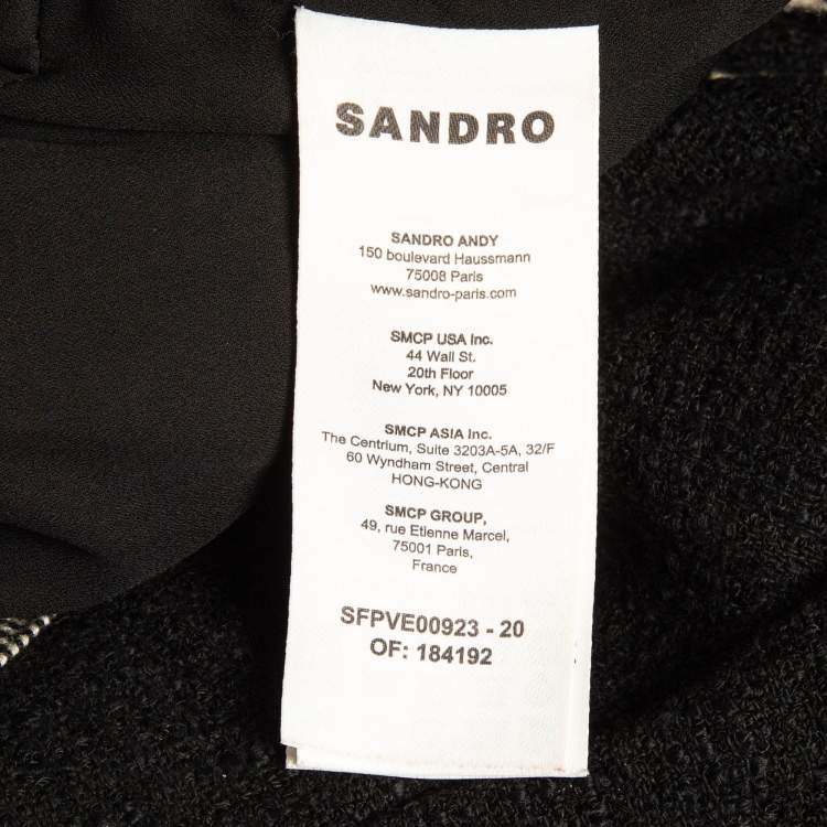 Pre Owned Sandro Black Tweed Crop Jacket and Mini Skirt Set (S/XS)