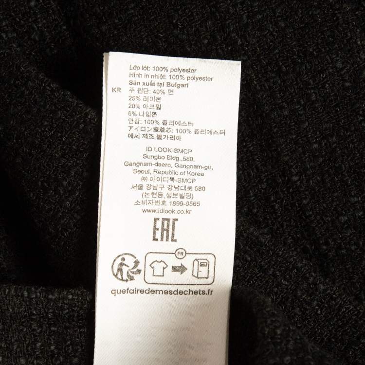 Pre Owned Sandro Black Tweed Crop Jacket and Mini Skirt Set (S/XS)