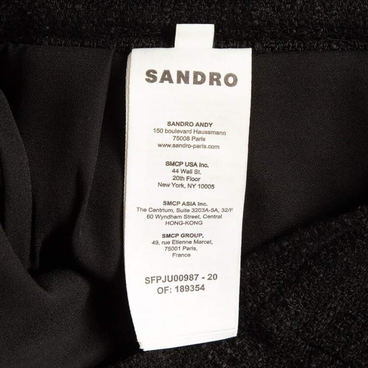 Pre Owned Sandro Black Tweed Crop Jacket and Mini Skirt Set (S/XS)