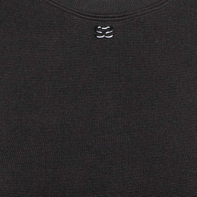 Pre Owned Sandro Black Stretch Knit Pleated Mini Dress XS