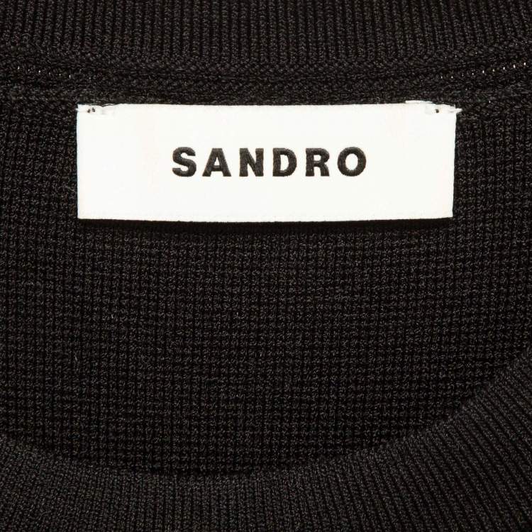 Pre Owned Sandro Black Stretch Knit Pleated Mini Dress XS