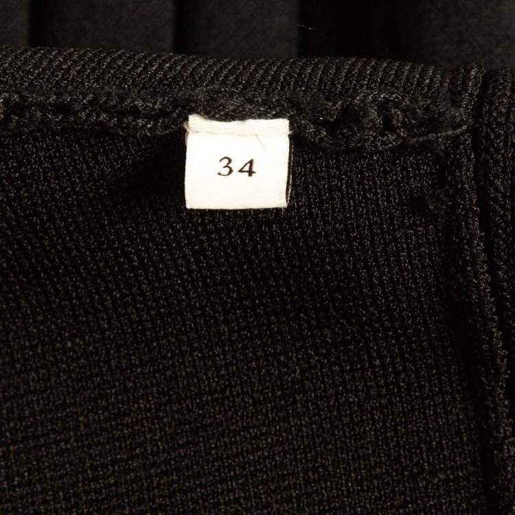 Pre Owned Sandro Black Stretch Knit Pleated Mini Dress XS
