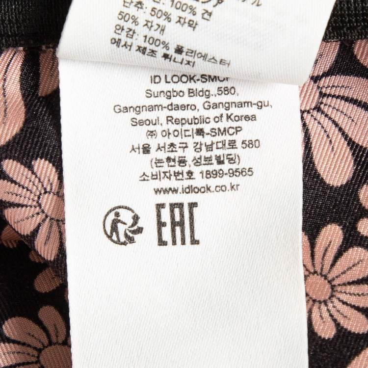 Pre Owned Sandro Pink/Black Floral Patterned Silk Mini Dress L