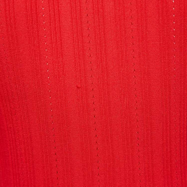 Pre Owned Sandro Red Cut-Out Knit Collar Maxi Dress S