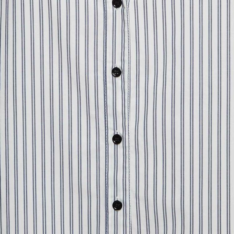 Pre Owned Sandro White Pinstripe V-Neck Top L