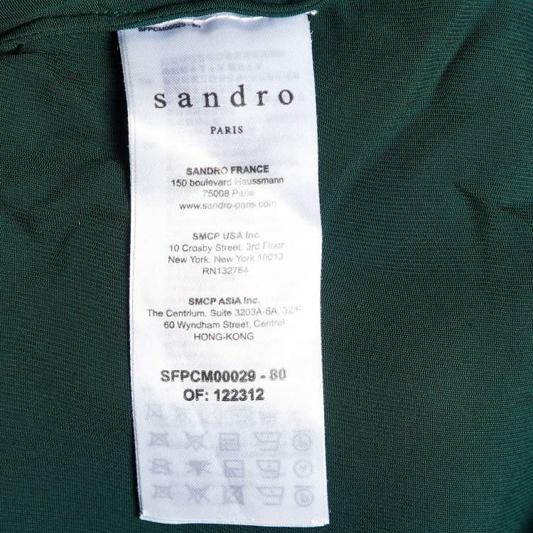 Pre Owned Sandro Green Satin Lace Trimmed Top L