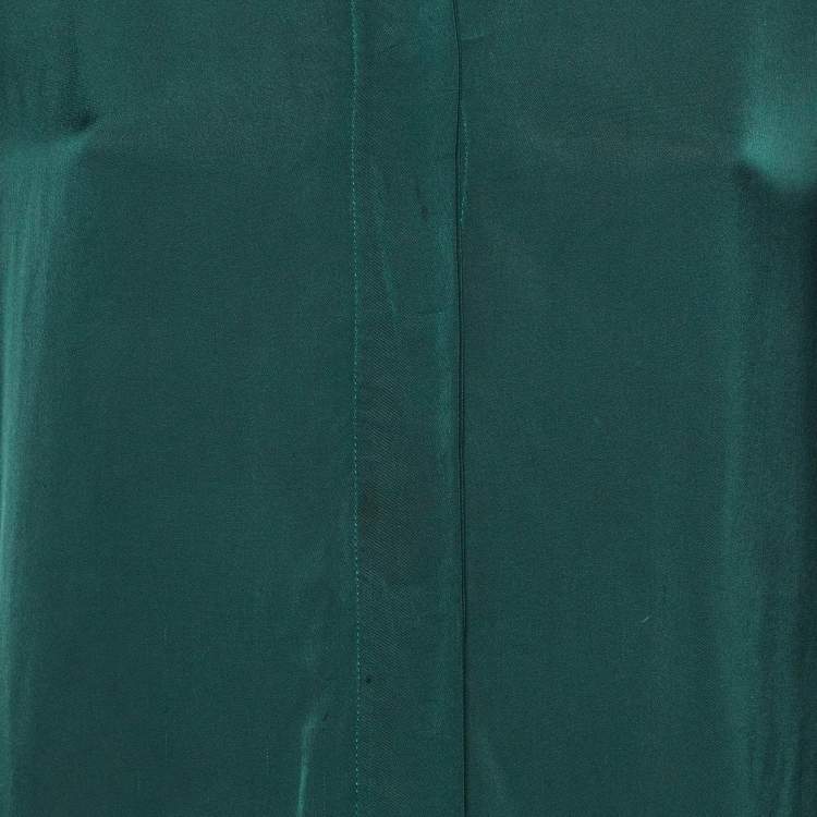 Pre Owned Sandro Green Satin Lace Trimmed Top L