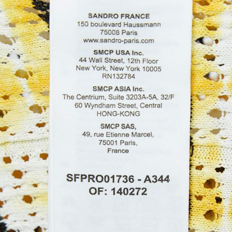 Pre Owned Sandro Yellow Julie Stripe Pointelle Knit Tank Dress S