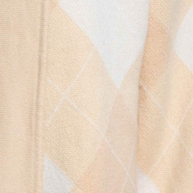 Pre Owned Sandro Beige Glenda Argyle Knit Cardigan M