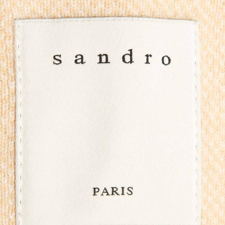 Pre Owned Sandro Beige Glenda Argyle Knit Cardigan M
