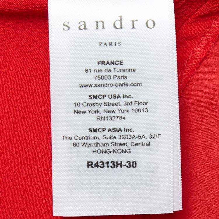 Pre Owned Sandro Red Crepe Tie Collar Rage Short Dress M
