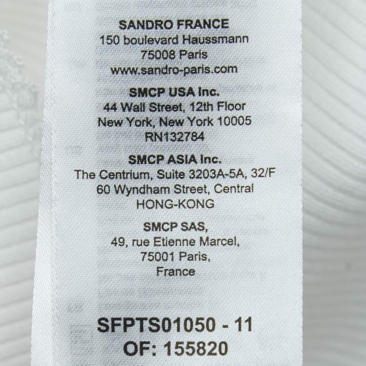 Pre Owned Sandro White Rib Knit Knotted Neck Sleeveless Top S