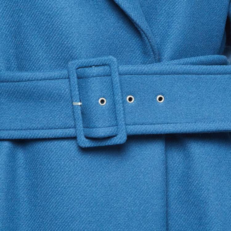 Pre Owned Sandro Blue Wool Blend Long Coat M