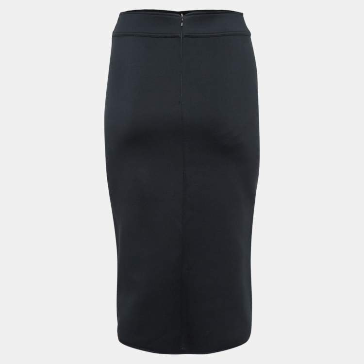 Pre Owned Sandro Black Neoprene Pencil Skirt S