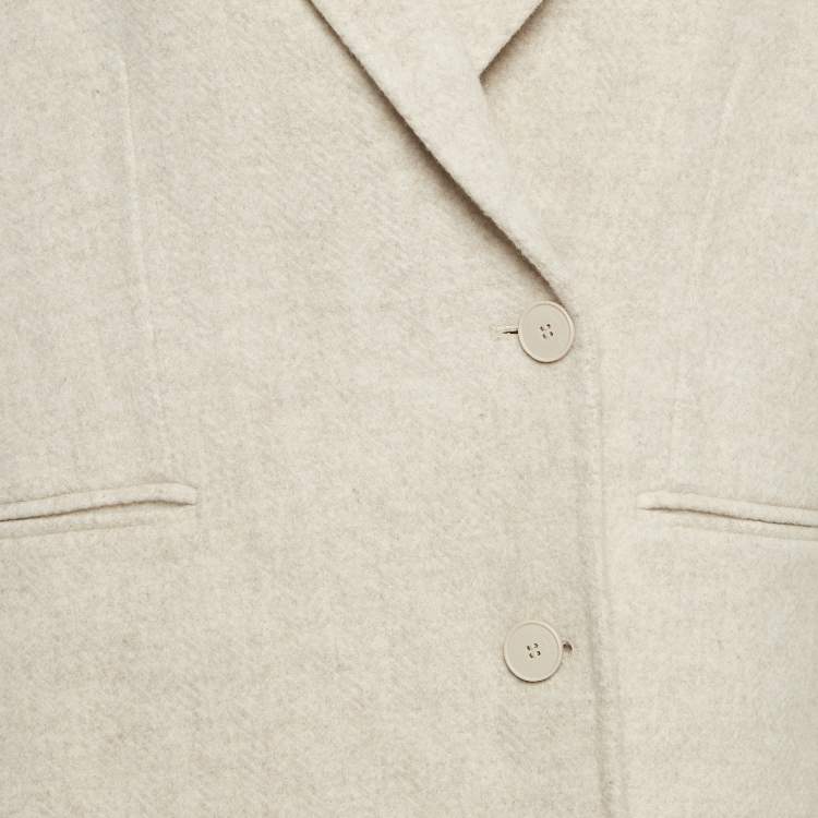 Pre Owned Sandro Beige Wool Double Breasted Blazer M