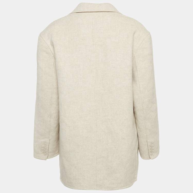 Pre Owned Sandro Beige Wool Double Breasted Blazer M