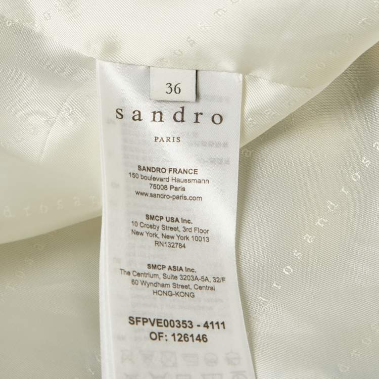 Pre Owned Sandro Blue Houndstooth Tweed Oversized Blazer S