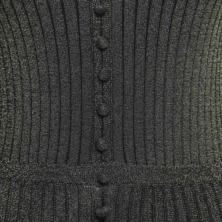 Pre Owned Sandro Metallic Lurex Knit V-Neck Midi Dress M