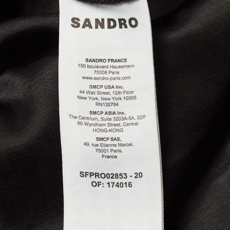 Pre Owned Sandro Black Linen Blend Wrap Style Midi Dress XS