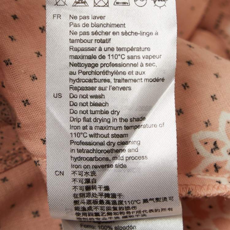 Pre Owned Sandro Peach Pink Bandana Print Linen Blend Coquette Gale Dress XS