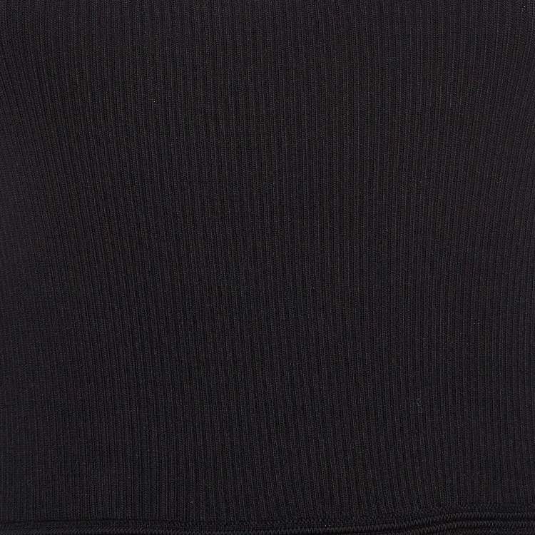 Pre Owned Sandro Black Rib Knit Ruffled Short Dress M