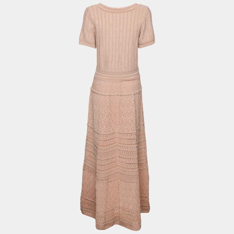 Pre Owned Sandro Beige Lurex Knit Maxi Dress L