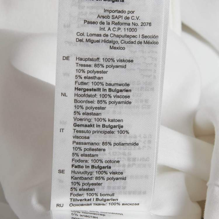 Pre Owned Sandro White Textured Crepe Trim Detail Mini Dress L