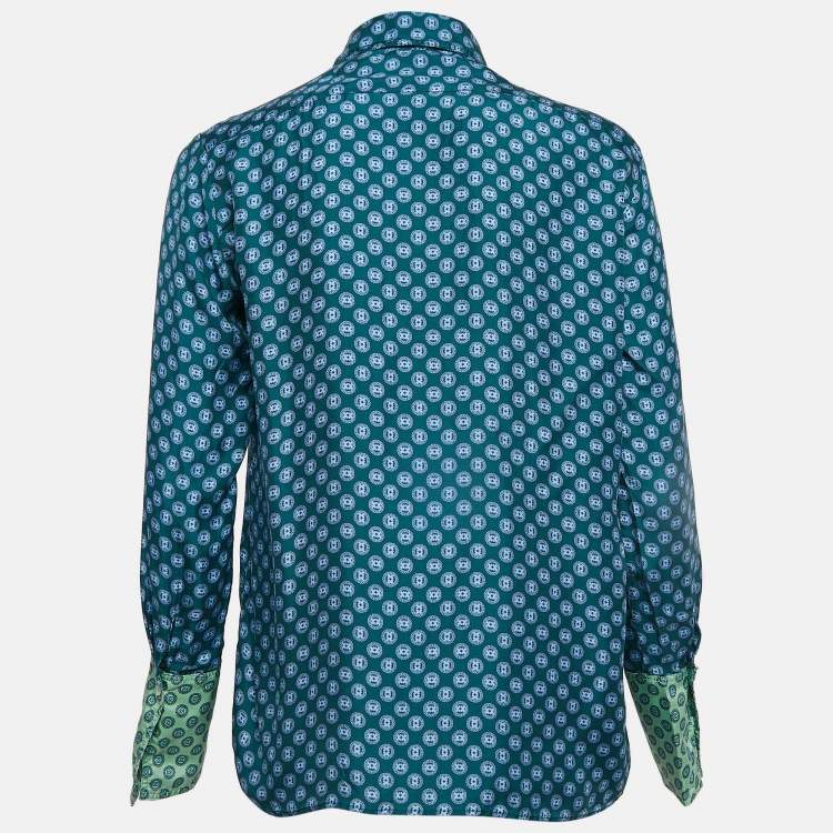 Pre Owned Sandro Green Printed Crepe Button Front Shirt S