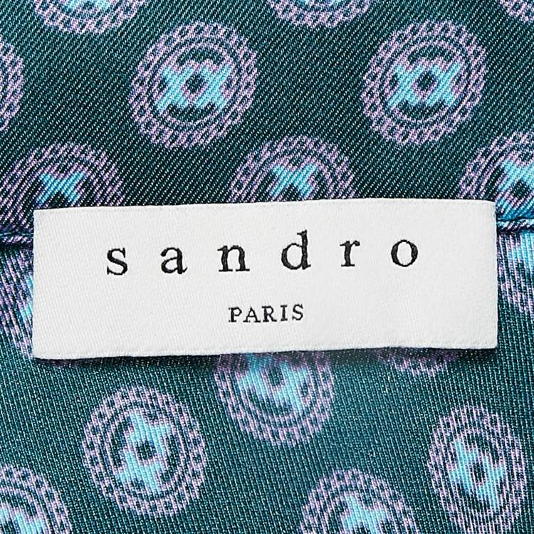 Pre Owned Sandro Green Printed Crepe Mini Skirt S