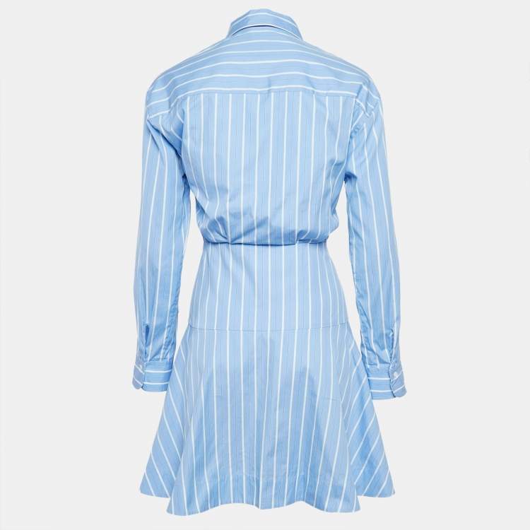 Pre Owned Sandro Blue Pinstripe Poplin Knotted Mini Shirt XS