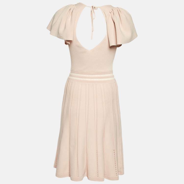 Pre Owned Sandro Pink Rib Knit Fit and Flare Mini Dress M