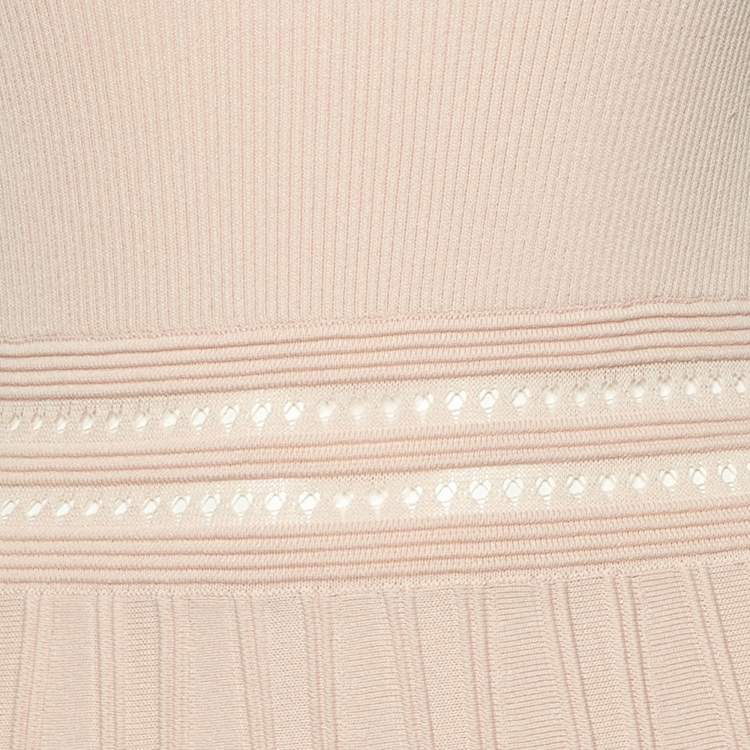Pre Owned Sandro Pink Rib Knit Fit and Flare Mini Dress M