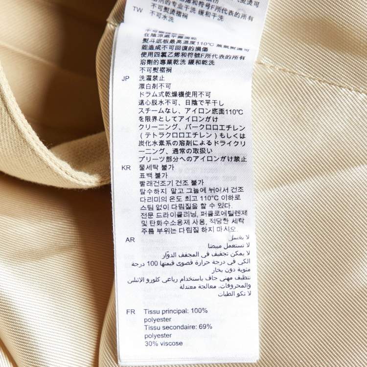 Pre Owned Sandro Beige Gabardine Pleated Trench Coat S