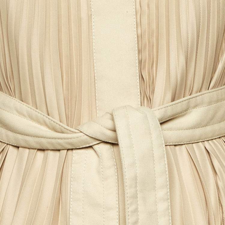 Pre Owned Sandro Beige Gabardine Pleated Trench Coat S