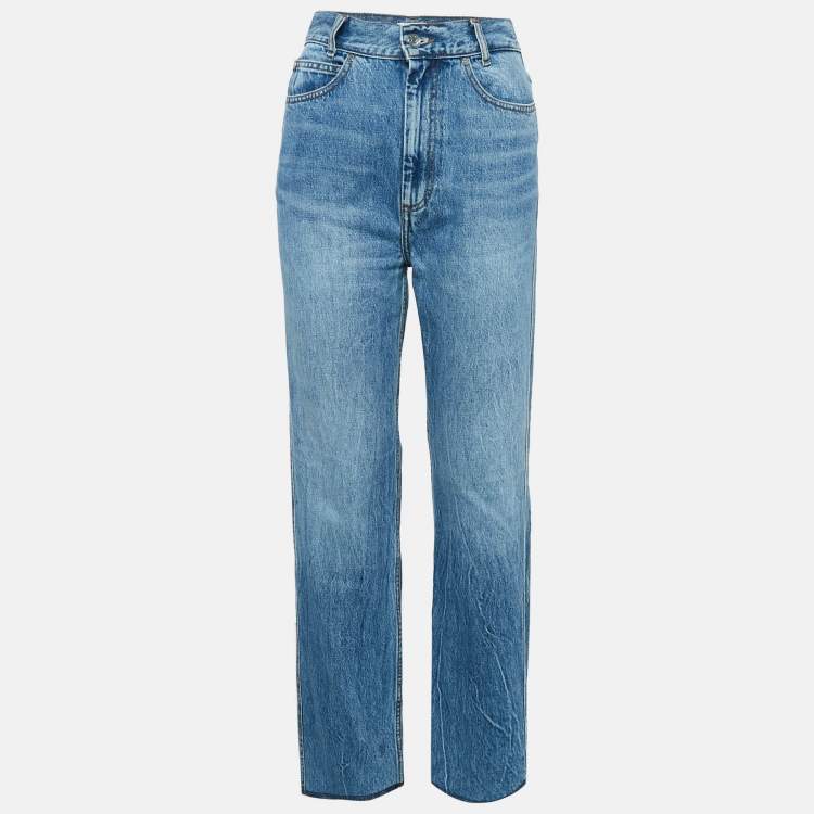 Pre Owned Sandro Blue Faded Denim Straight Leg Jeans S Waist 26"