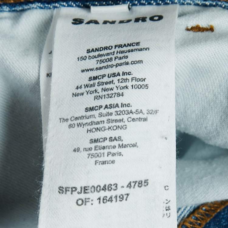 Pre Owned Sandro Blue Faded Denim Straight Leg Jeans S Waist 26"