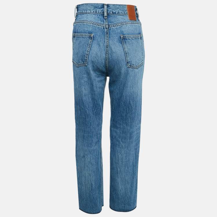 Pre Owned Sandro Blue Faded Denim Straight Leg Jeans S Waist 26"