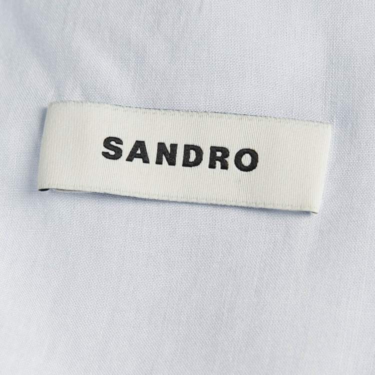 Pre Owned Sandro Blue Linen Blend Tiered Mini Dress L