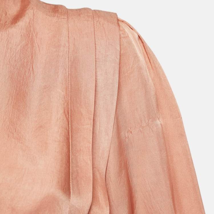Pre Owned Sandro Orange Crepe Tiered Mini Dress S