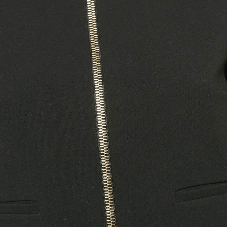 Pre Owned Sandro Black Crepe Ruffled Zip-Up Blazer S