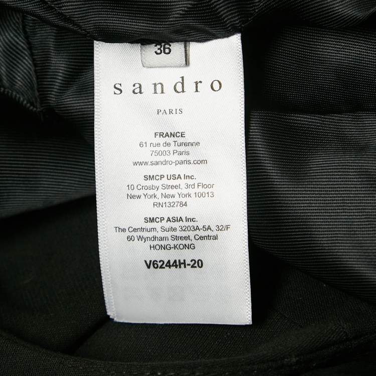 Pre Owned Sandro Black Crepe Ruffled Zip-Up Blazer S