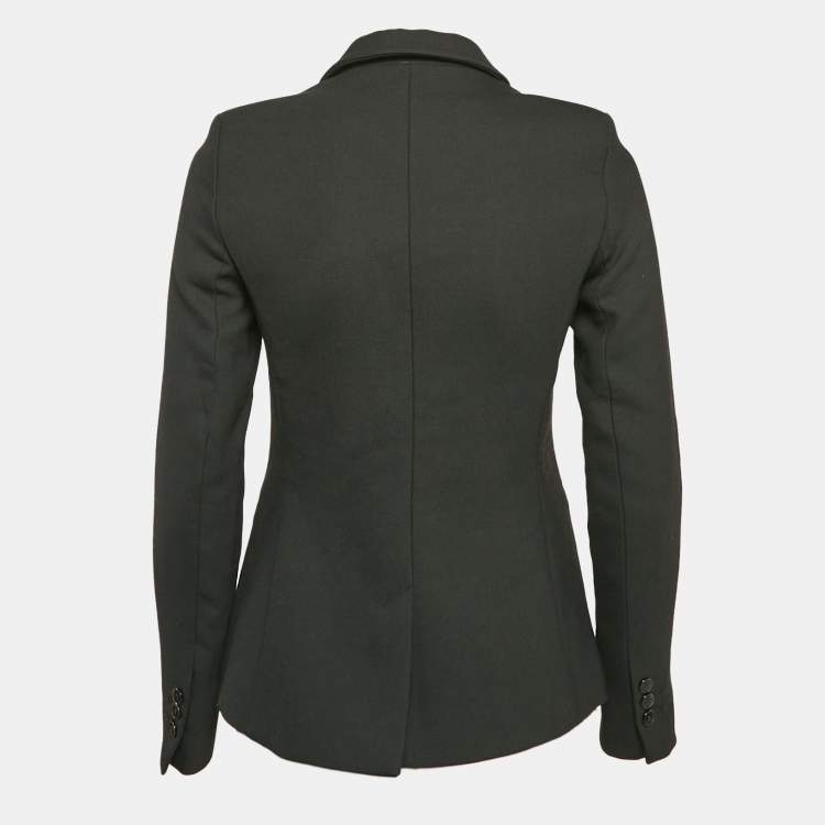 Pre Owned Sandro Black Gabardine Double Breasted Blazer S