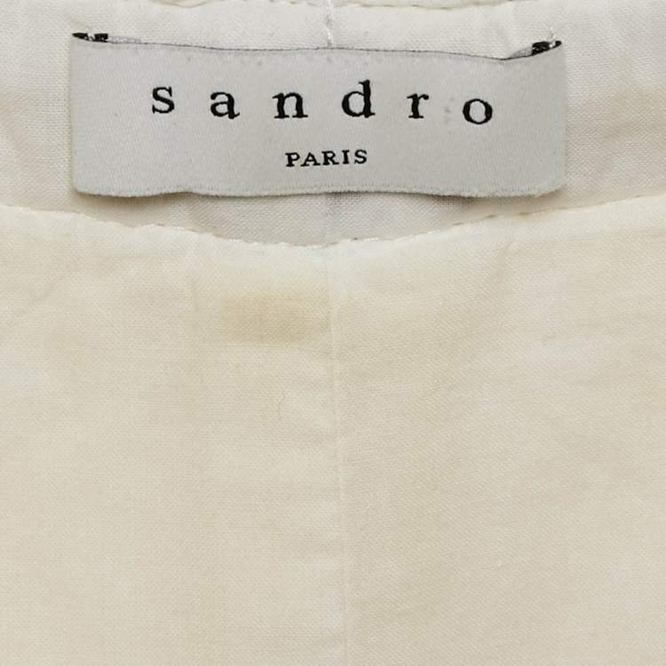 Pre Owned Sandro Off White Tweed Josepha Braided Mini Dress M