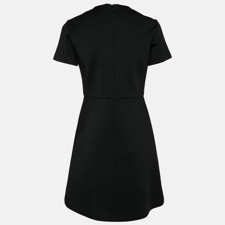 Pre Owned Sandro Black Jersey Applique Detail Mini Dress L