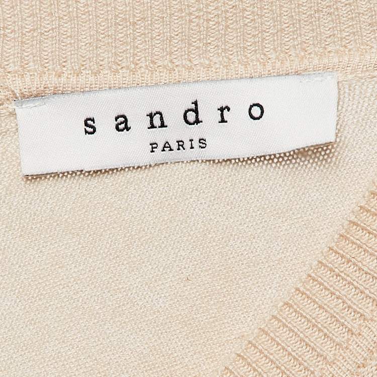 Pre Owned Sandro Beige Knit Cut-Out Detail Sweatshirt M