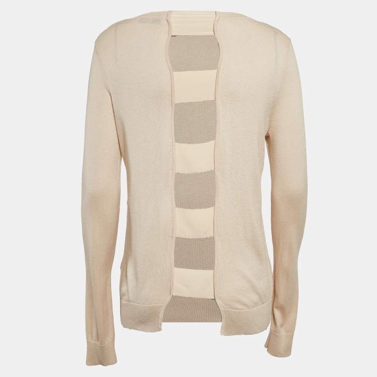 Pre Owned Sandro Beige Knit Cut-Out Detail Sweatshirt M