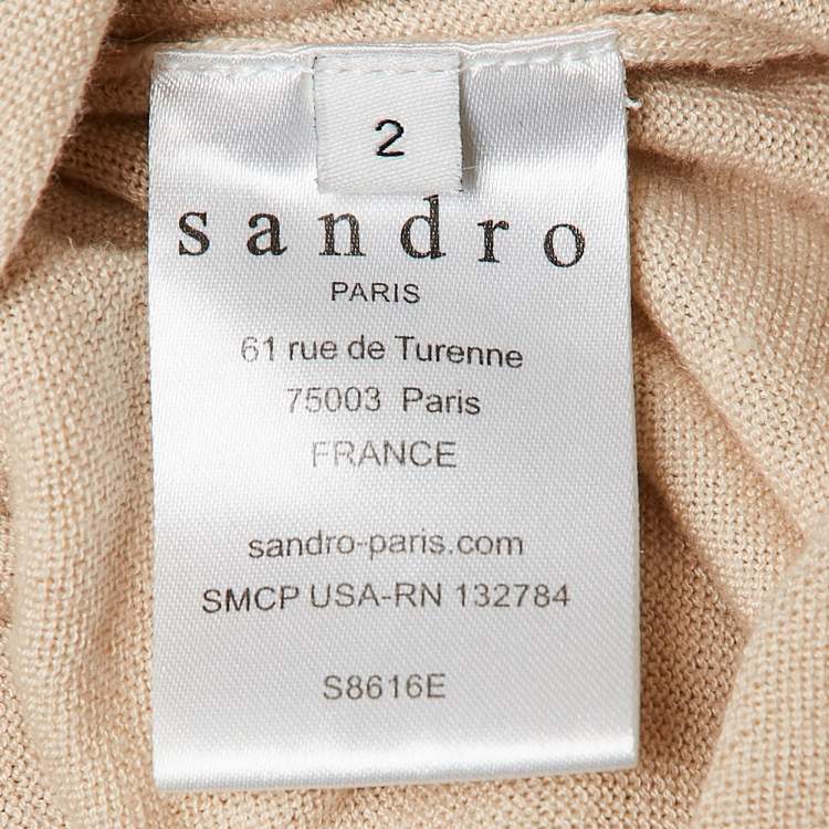 Pre Owned Sandro Beige Knit Cut-Out Detail Sweatshirt M